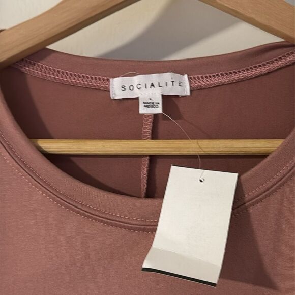 Socialite Mauve Draped Knot Tie Side Dress‎ Large NWT Stretch - Picture 5 of 8